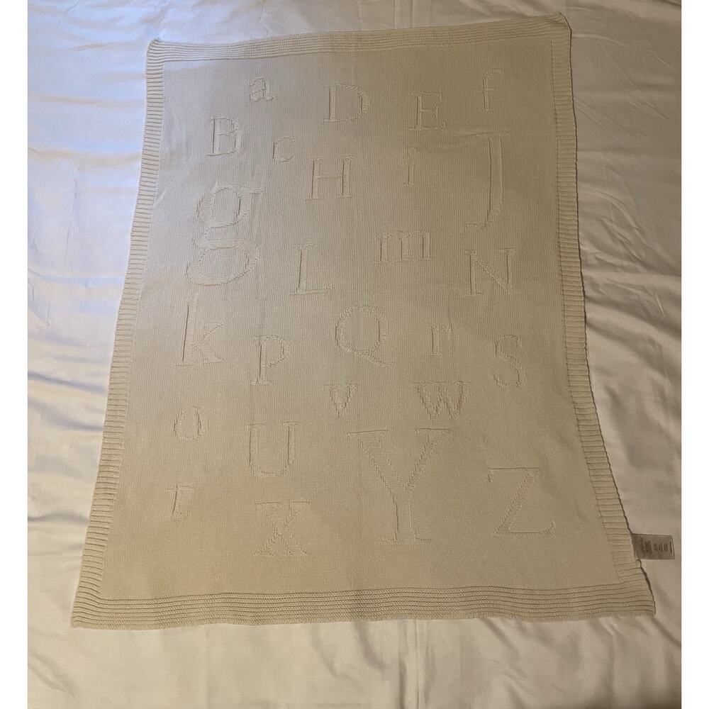 Koala Baby Beige Ecru Neutral Sweater Knit Alphabet Letters Blanket 30x40”